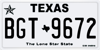TX license plate BGT9672