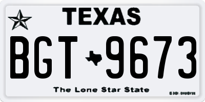 TX license plate BGT9673
