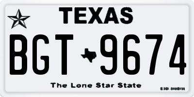 TX license plate BGT9674