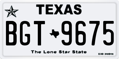 TX license plate BGT9675