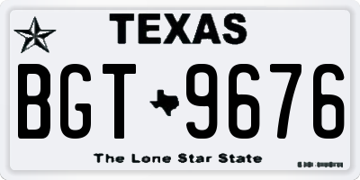 TX license plate BGT9676