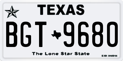 TX license plate BGT9680