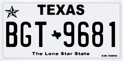 TX license plate BGT9681