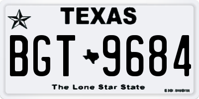 TX license plate BGT9684