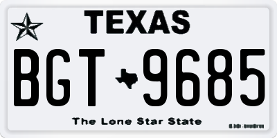TX license plate BGT9685