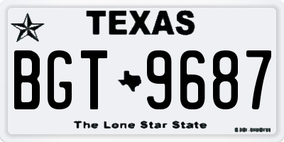 TX license plate BGT9687