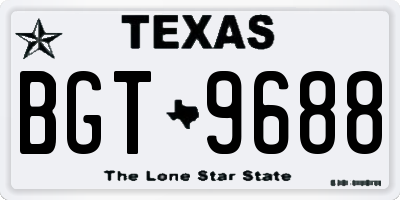 TX license plate BGT9688