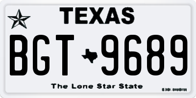 TX license plate BGT9689