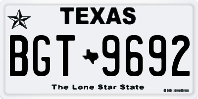 TX license plate BGT9692