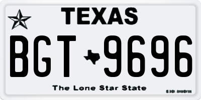 TX license plate BGT9696