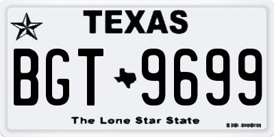 TX license plate BGT9699