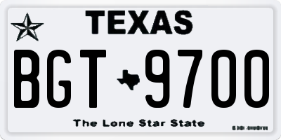 TX license plate BGT9700