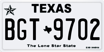 TX license plate BGT9702
