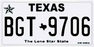 TX license plate BGT9706