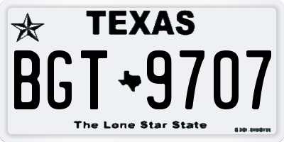 TX license plate BGT9707