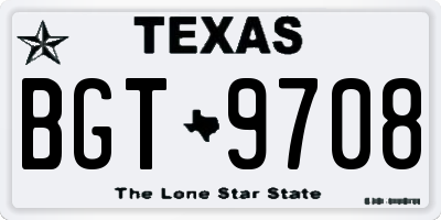 TX license plate BGT9708