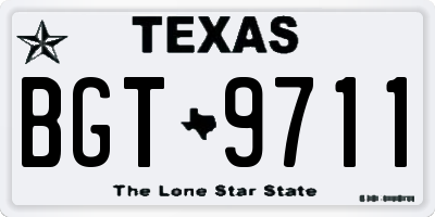 TX license plate BGT9711