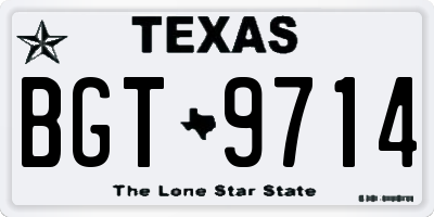 TX license plate BGT9714