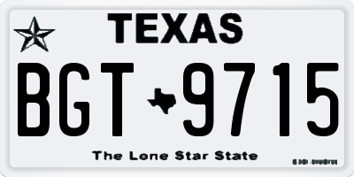 TX license plate BGT9715