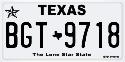 TX license plate BGT9718