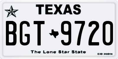 TX license plate BGT9720
