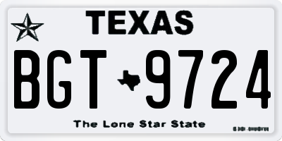 TX license plate BGT9724