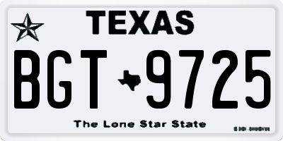 TX license plate BGT9725