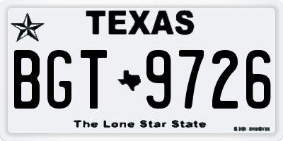 TX license plate BGT9726
