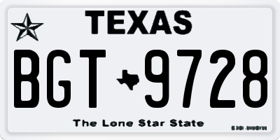 TX license plate BGT9728