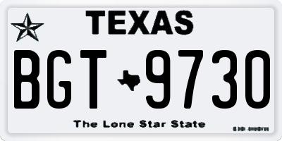 TX license plate BGT9730