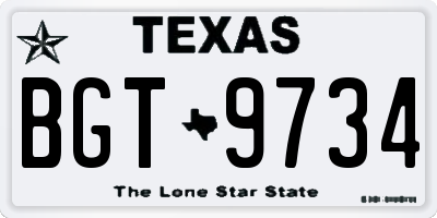 TX license plate BGT9734