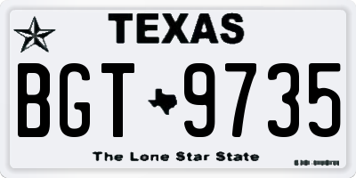 TX license plate BGT9735