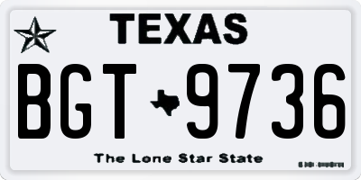 TX license plate BGT9736