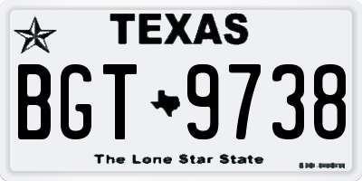 TX license plate BGT9738