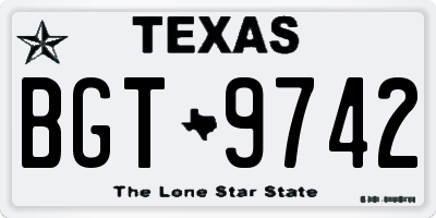 TX license plate BGT9742