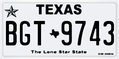 TX license plate BGT9743