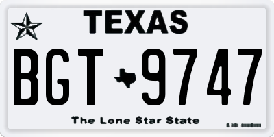 TX license plate BGT9747