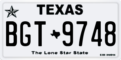 TX license plate BGT9748