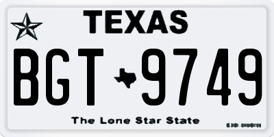 TX license plate BGT9749