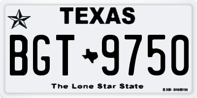 TX license plate BGT9750