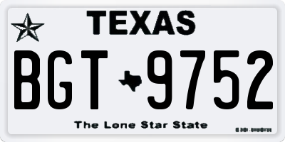 TX license plate BGT9752