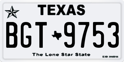 TX license plate BGT9753