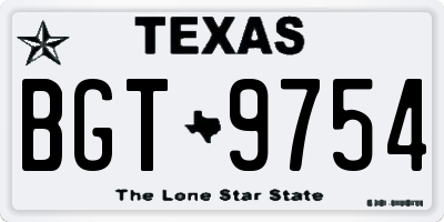 TX license plate BGT9754