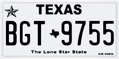 TX license plate BGT9755