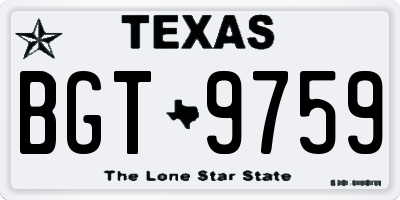 TX license plate BGT9759