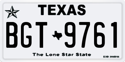 TX license plate BGT9761