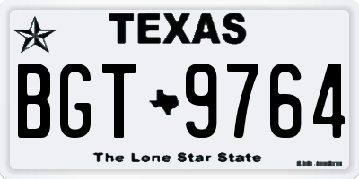 TX license plate BGT9764