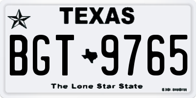 TX license plate BGT9765