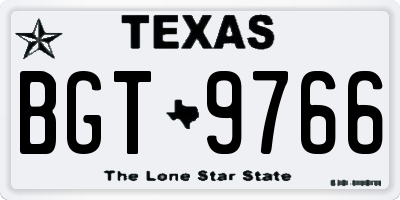 TX license plate BGT9766