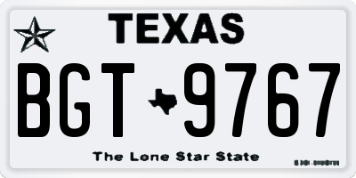 TX license plate BGT9767